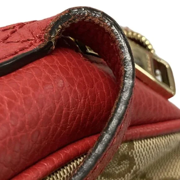 GUCCI Bree/GG Beige Dark Brown Red Jacquard Leather - Shoulder Bag 506-060625